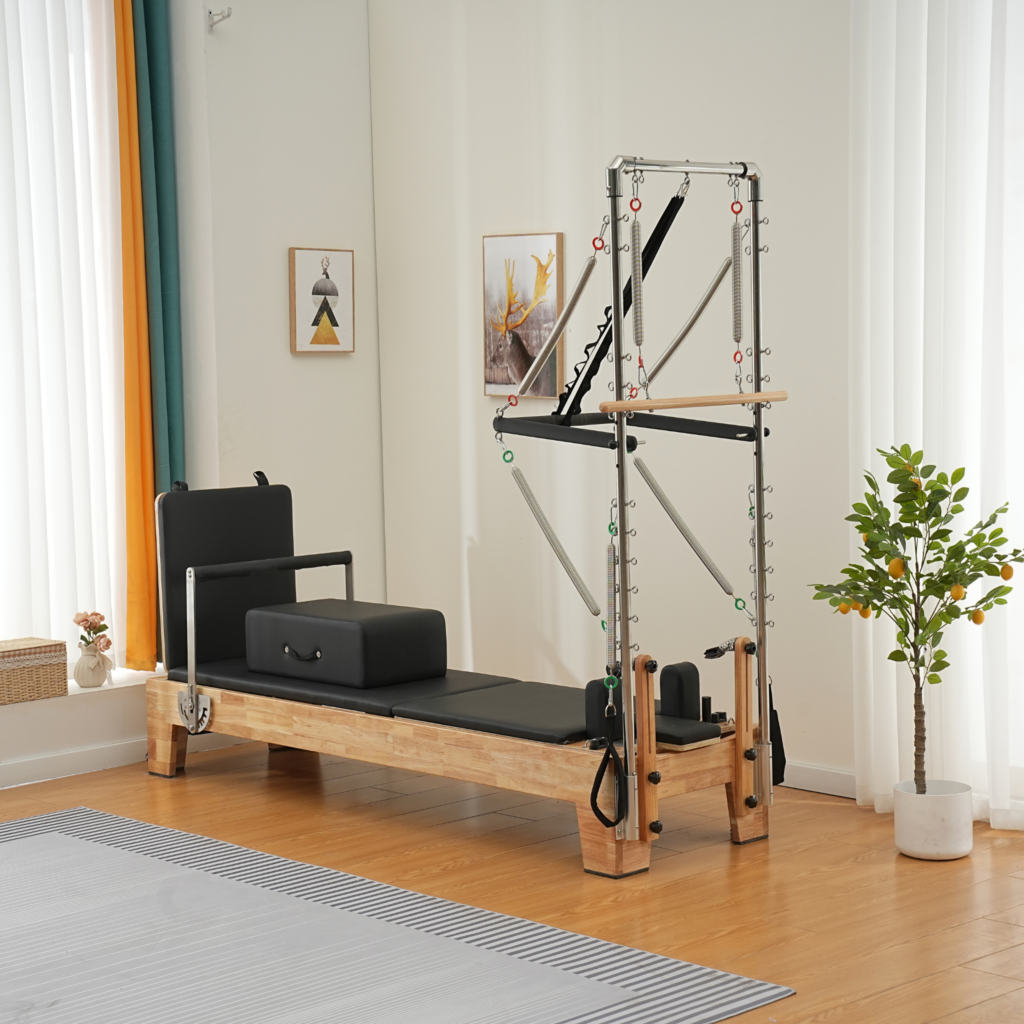 Studio-grade wooden Pilates reformer machine in India