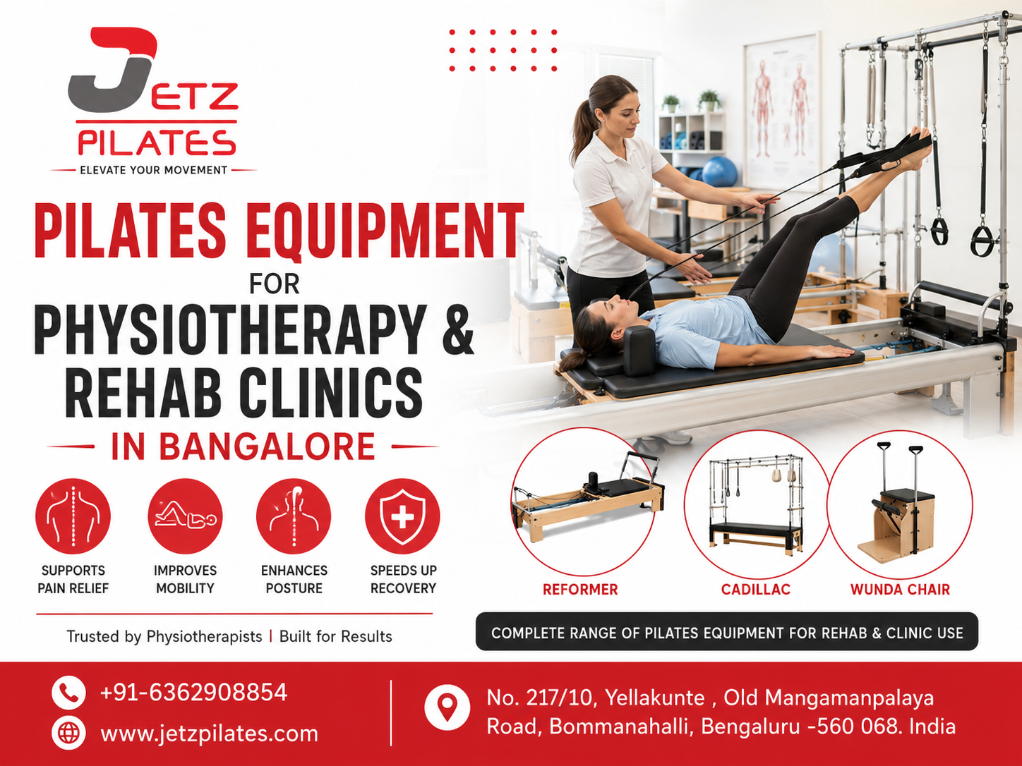 Pilates Equipment for Physiotherapy & Rehab Clinics in Bangalore